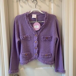 Purple Button-Up Cardigan